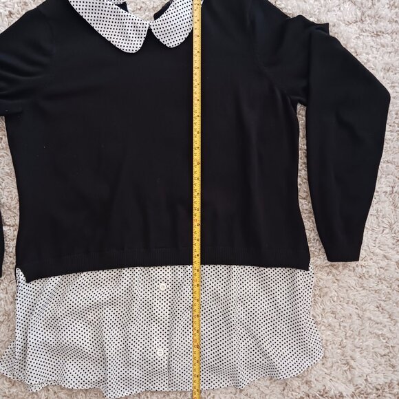 Adrianna Papell Women's Long Sleeve Combo Woven Black Sweater Top Black Size L - Picture 10 of 13